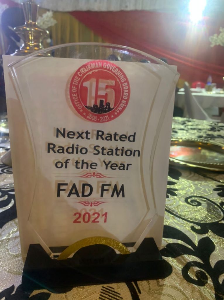 NMN AWARDS: FAD FM EMERGED AS THE NEXT RATED RADIO STATION IN NIGERIA.