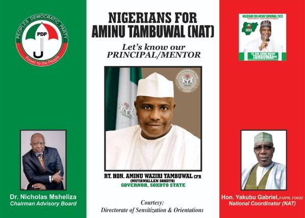 BIRTHDAY-NAT2023 TO TAMBUWAL: YOU ARE A LEADER WITH NO COMPARISON AND HOPE FOR NIGERIA. 