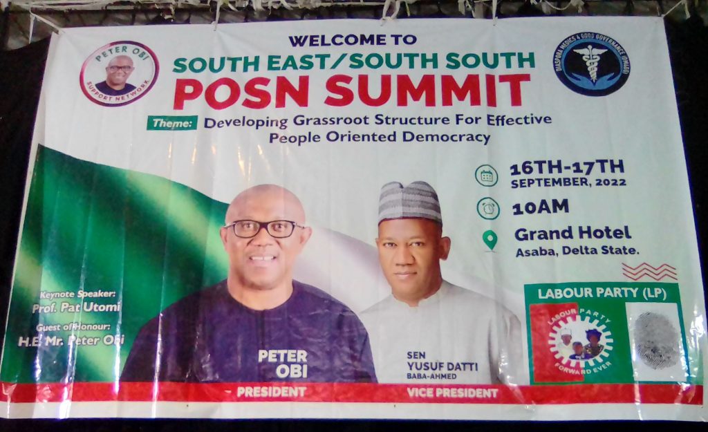 POSN SS/SE ASABA SUMMIT: DEVELOPING GRASSROOT STRUCTURE FOR EFFECTIVE PEOPLE-ORIENTED DEMOCRACY.
